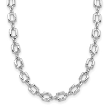 Leslie's Sterling Silver Rhodium-plated Square Link with 2in ext. Necklace