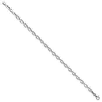 Leslie's Sterling Silver Rhodium-plated Square Link w/1in ext. Bracelet — alternate view