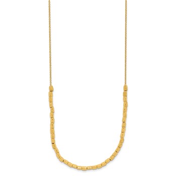 Leslie's Sterling Silver Gold-plated Polished/Hammered with 2in ext. Necklace — alternate view