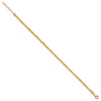 Leslie's Sterling Silver Gold-plated Polished/Hammered w/1in ext. Bracelet — alternate view