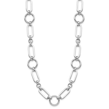 Leslie's Sterling Silver RH-plated Polished Fancy Link with 2in ext. Necklace — alternate view