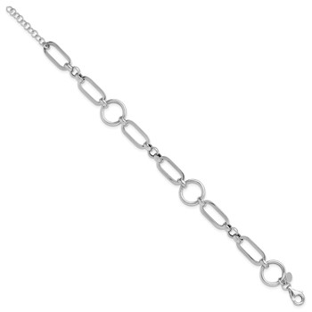 Leslie's Sterling Silver RH-plated Polished Fancy Link w/ 1in ext. Bracelet — alternate view