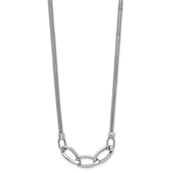 Leslie's Sterling Silver Rh-plat Polished Multi-Strand w/2in ext. Necklace — alternate view