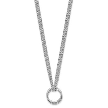 Leslie's Sterling Silver RH-plt Multi-Strand Circles with 2in ext. Necklace — alternate view
