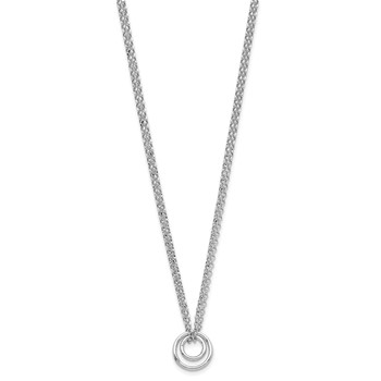 Leslie's Sterling Silver Rh-plt Polished 2-Strand Circle w/2in ext Necklace — alternate view