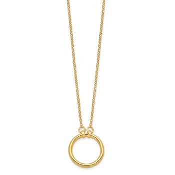 Leslie's Sterling Silver Gold-tone Polished Circle w/ 2in ext. Necklace — alternate view