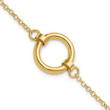 Leslie's Sterling Silver Gold-tone Polished Circle w/ 1in ext. Bracelet