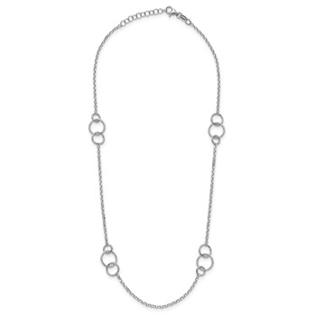 Leslie's Sterling Silver Rh-plated Polished Circle with 1in ext. Necklace — alternate view
