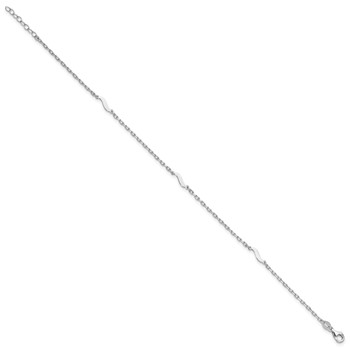 Leslie's Sterling Silver Rhodium-plated Wave 9 inch Plus 1 inch Extender - Total 10 inch Anklet — alternate view