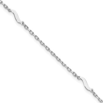 Leslie's Sterling Silver Rhodium-plated Wave 9 inch Plus 1 inch Extender - Total 10 inch Anklet