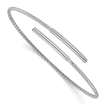 Sterling Silver Rhodium-plated Polished Bypass Cuff Bangle