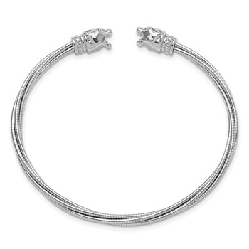 Leslie's Sterling Silver Rhodium-plated Polished Leopard Head Cuff Bangle — alternate view