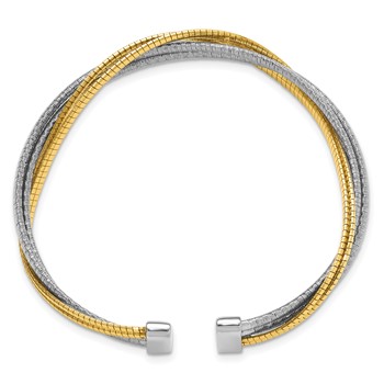 Leslie's Sterling Silver Rhod/Gold-plat Polished Wrapped Twist Cuff Bangle — alternate view