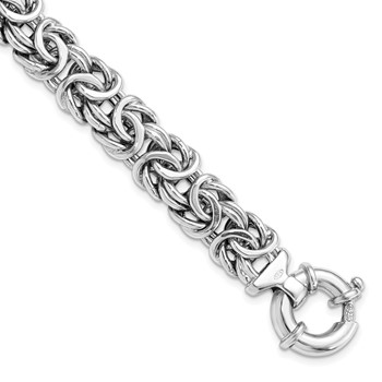 Leslie's Sterling Silver RH-plated Fancy Link Bracelet