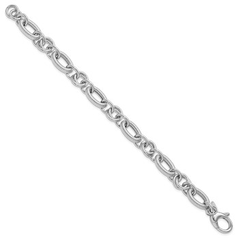 Leslie's SS RH-plated Polished/Textured Fancy Link w/.25in ext. Bracelet — alternate view