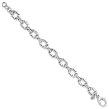 Leslie's Sterling Silver RH-plt Polished Fancy Link w/.25in ext. Bracelet — alternate view