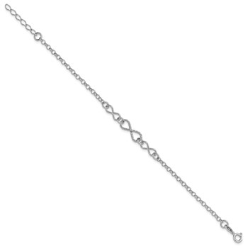 Leslie's Sterling Silver Rhodium-plt Twisted Infinity w/1in ext. Bracelet — alternate view