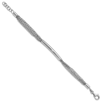 Leslie's Sterling Silver Rhodium-plt Multi-strand Bar w/1in ext. Bracelet — alternate view