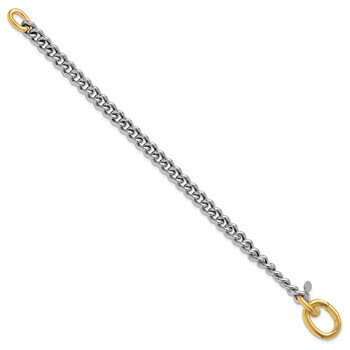 Leslie's Sterling Silver Rhodium and Gold-plated with Curb Link Bracelet — alternate view