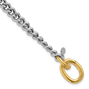 Leslie's Sterling Silver Rhodium and Gold-plated with Curb Link Bracelet