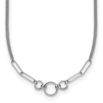 Leslie's Sterling Silver Rh-plated 2-Strand w/1.75in ext. Fancy Necklace