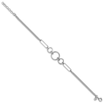 Leslie's Sterling Silver Rhod-plated 2-Strand with 1in ext. Fancy Bracelet — alternate view