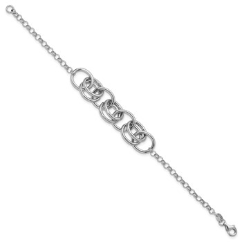 Leslie's Sterling Silver Rhodium-plated Fancy Link Bracelet — alternate view