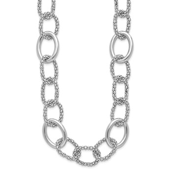 Leslie's Sterling Silver Rhodium-plated Fancy Link with 2in ext. Necklace — alternate view