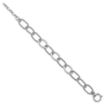 Leslie's Sterling Silver Rhodium-plated Fancy Link with 1.5in ext. Bracelet — alternate view