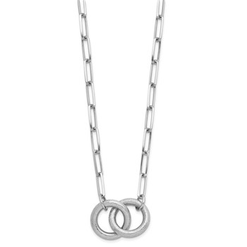 Leslie's Sterling Silver Rhodium-plated Fancy Link w/1.75in ext. Necklace — alternate view