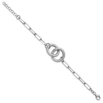 Leslie's Sterling Silver Rhod-plated Fancy Link with 1.25in ext. Bracelet — alternate view