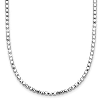 Leslie's Sterling Silver Rhodium-plated Beaded with 2in ext. Necklace