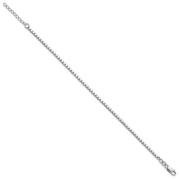 Leslie's Sterling Silver Rhodium-plated Beaded with 1in ext. Bracelet — alternate view