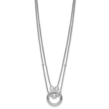 Leslie's Sterling Silver Rh-plat 2-strand Beads/Circle 17in w/2in ext. Neck — alternate view