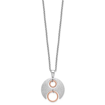 Leslie's Sterling Silver Rh/Rose gold-plat Polish/Brush w/1in ext. Necklace — alternate view