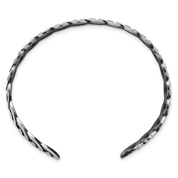 Leslie's Sterling Silver Rh-plated Antiqued Burnished Polished Cuff Bangle — alternate view