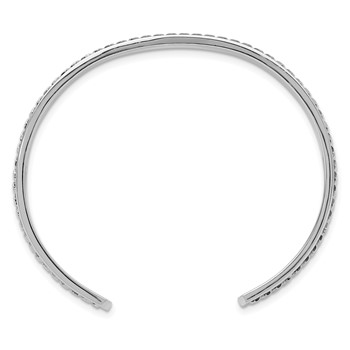 Leslie's Sterling Silver Rhodium-plated Polished Curb Link Cuff Bangle — alternate view