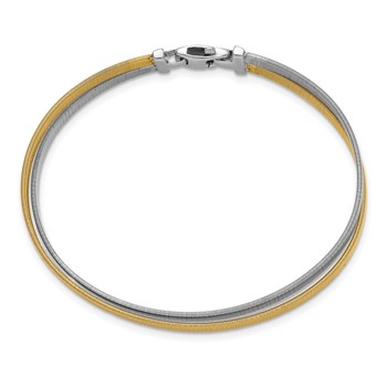 Leslie's Sterling Silver Rhodium/Gold-plated Polished and Satin Bangle — alternate view