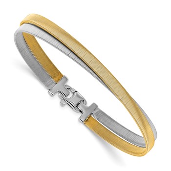 Leslie's Sterling Silver Rhodium/Gold-plated Polished and Satin Bangle