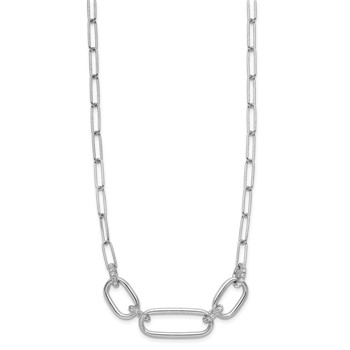 Leslie's Sterling Silver Rh-plated Polished CZ with 2in ext. Necklace — alternate view