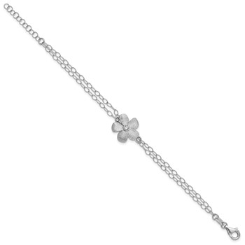 Leslie's SS RH-plat Radiant Essence Pol/Scratch CZ w/1in ext. Bracelet — alternate view