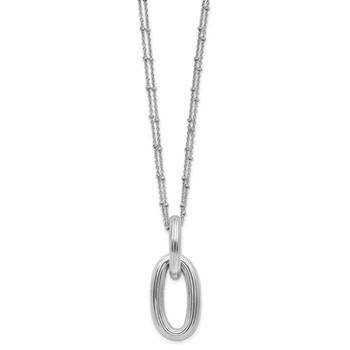 Leslie's SS Rh-plated Polished 2-strand Oval w/1.5in ext. Necklace — alternate view