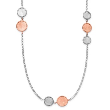 Leslie's SS Rh-pl/Rose-tone Radiant Essence Polish/Scratch w/2in ext Neckla