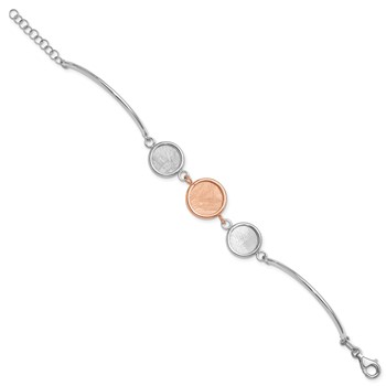 Leslie's SS Rh-plat/Rose-tone Radiant Essence Polished/Scratch Bracelet — alternate view