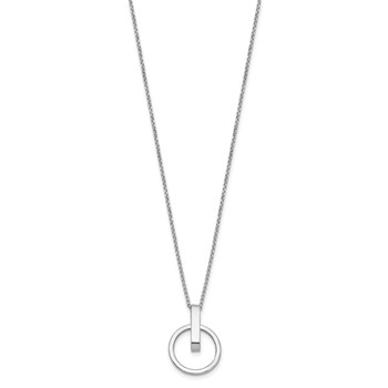 Leslie's Sterling Silver Rh-plt Polished w/2in ext. Circle Pendant Necklace — alternate view