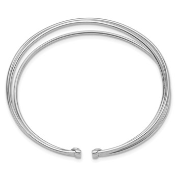 Leslie's Sterling Silver Rhodium-plated Polished Flexible Cuff Bangle — alternate view
