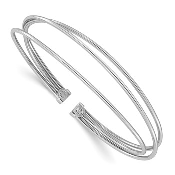 Leslie's Sterling Silver Rhodium-plated Polished Flexible Cuff Bangle