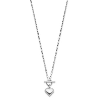 Leslie's Sterling Silver Rhodium-plated Polished Heart Toggle Necklace — alternate view