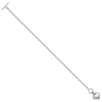 Leslie's Sterling Silver Rhodium-plated Polished Heart Toggle Bracelet — alternate view
