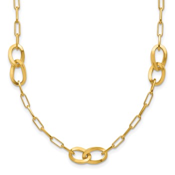Leslie's Sterling Silver Gold-plated Fancy Link with 1in ext. Necklace